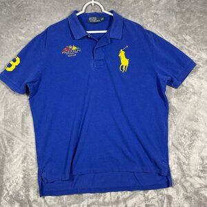 Polo by Ralph Lauren Blue Mens XXL Rugby Shirt Big Pony & Yacht Club Embroidery